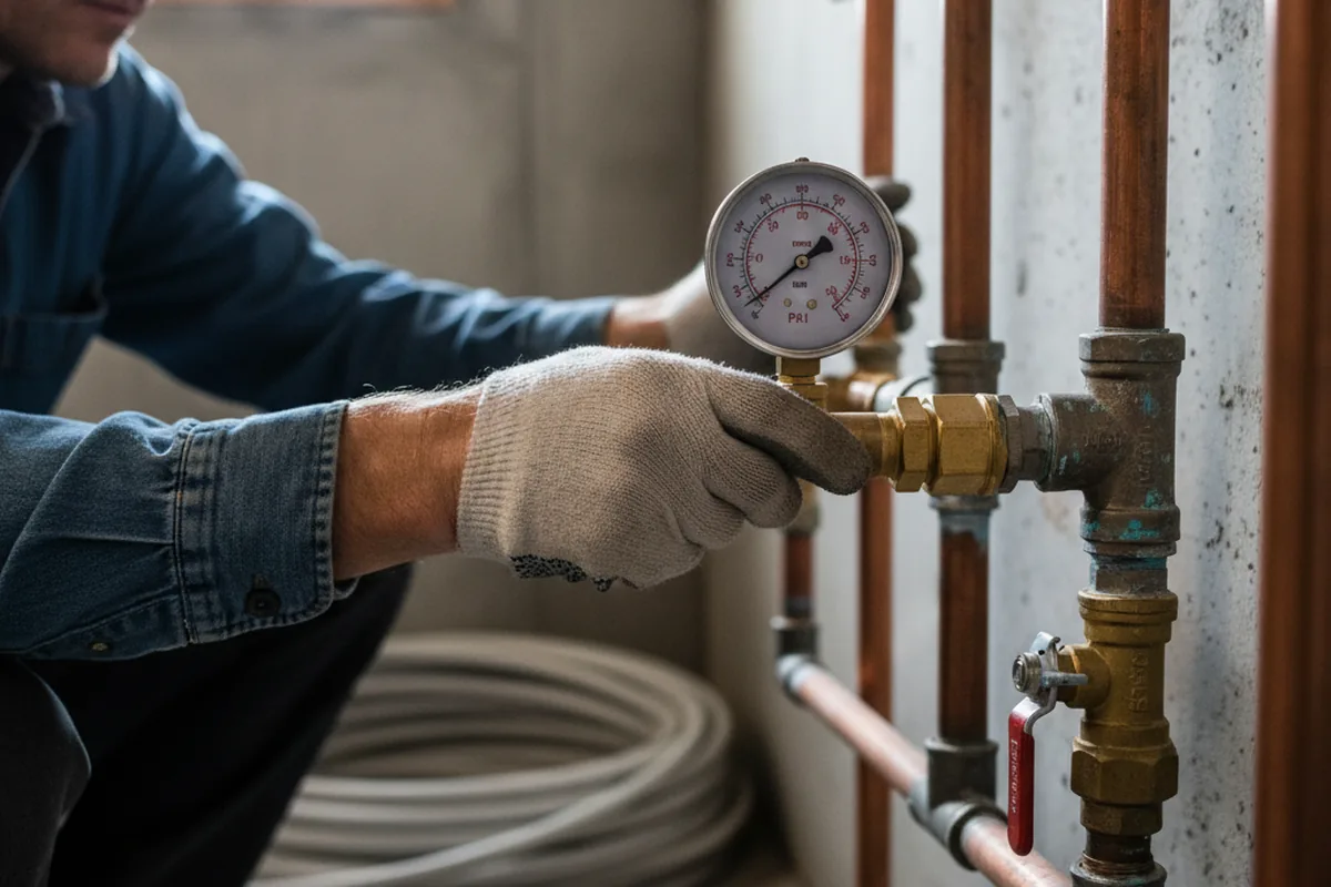 Pressure testing a repaired line during Water Line Repair in Fullerton